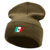 Tiny Mexican Flag Embroidered 12 Inch Long Knitted Beanie