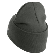 U.S. Army 256th Infantry Brigade Combat Team Logo Embroidered 12 Inch Solid Knit Cuff Long Beanie Made in USA - Charcoal OSFM