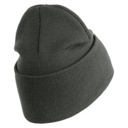 U.S. Army 256th Infantry Brigade Combat Team Logo Embroidered 12 Inch Solid Knit Cuff Long Beanie Made in USA - Charcoal OSFM