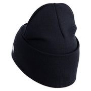 U.S. Army 256th Infantry Brigade Combat Team Logo Embroidered 12 Inch Solid Knit Cuff Long Beanie Made in USA - Navy OSFM