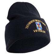 U.S. Army 256th Infantry Brigade Combat Team Logo Embroidered 12 Inch Solid Knit Cuff Long Beanie Made in USA - Navy OSFM