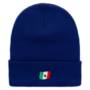 Tiny Mexican Flag Embroidered 12 Inch Long Knitted Beanie