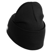 U.S. Army 256th Infantry Brigade Combat Team Logo Embroidered 12 Inch Solid Knit Cuff Long Beanie Made in USA - Black OSFM