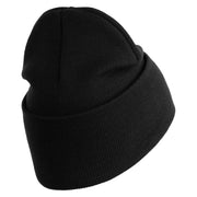 U.S. Army 256th Infantry Brigade Combat Team Logo Embroidered 12 Inch Solid Knit Cuff Long Beanie Made in USA - Black OSFM