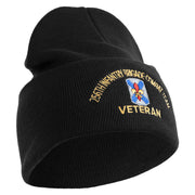 U.S. Army 256th Infantry Brigade Combat Team Logo Embroidered 12 Inch Solid Knit Cuff Long Beanie Made in USA - Black OSFM