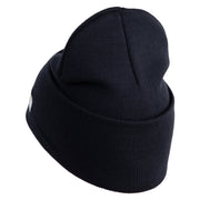 U.S. Army 442nd Infantry Regiment Logo Embroidered 12 Inch Solid Knit Cuff Long Beanie Made in USA - Navy OSFM