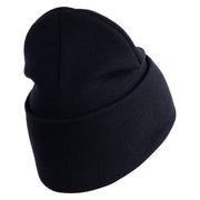 U.S. Army 442nd Infantry Regiment Logo Embroidered 12 Inch Solid Knit Cuff Long Beanie Made in USA - Navy OSFM