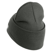 U.S. Army 442nd Infantry Regiment Logo Embroidered 12 Inch Solid Knit Cuff Long Beanie Made in USA - Charcoal OSFM