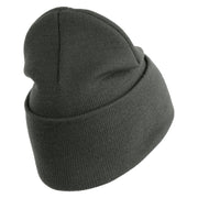 U.S. Army 442nd Infantry Regiment Logo Embroidered 12 Inch Solid Knit Cuff Long Beanie Made in USA - Charcoal OSFM