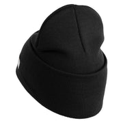 U.S. Army 442nd Infantry Regiment Logo Embroidered 12 Inch Solid Knit Cuff Long Beanie Made in USA - Black OSFM