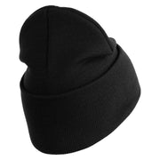 U.S. Army 442nd Infantry Regiment Logo Embroidered 12 Inch Solid Knit Cuff Long Beanie Made in USA - Black OSFM