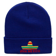 Viva Mexico Independence Embroidered 12 Inch Long Knitted Beanie