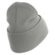 U.S. Army 79th Infantry Brigade Combat Team Logo Embroidered 12 Inch Solid Knit Cuff Long Beanie Made in USA - Dk-Ash OSFM