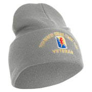 U.S. Army 79th Infantry Brigade Combat Team Logo Embroidered 12 Inch Solid Knit Cuff Long Beanie Made in USA - Dk-Ash OSFM
