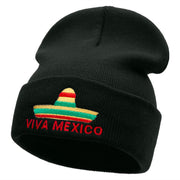 Viva Mexico Independence Embroidered 12 Inch Long Knitted Beanie