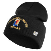 U.S. Army 79th Infantry Brigade Combat Team Logo Embroidered 12 Inch Solid Knit Cuff Long Beanie Made in USA - Black OSFM