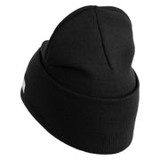 U.S. Army 79th Infantry Brigade Combat Team Logo Embroidered 12 Inch Solid Knit Cuff Long Beanie Made in USA - Black OSFM