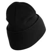 U.S. Army 79th Infantry Brigade Combat Team Logo Embroidered 12 Inch Solid Knit Cuff Long Beanie Made in USA - Black OSFM