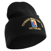 U.S. Army 79th Infantry Brigade Combat Team Logo Embroidered 12 Inch Solid Knit Cuff Long Beanie Made in USA - Black OSFM