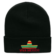 Viva Mexico Independence Embroidered 12 Inch Long Knitted Beanie