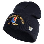 U.S. Army 79th Infantry Brigade Combat Team Logo Embroidered 12 Inch Solid Knit Cuff Long Beanie Made in USA - Navy OSFM