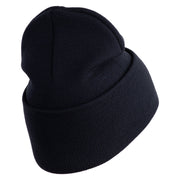 U.S. Army 79th Infantry Brigade Combat Team Logo Embroidered 12 Inch Solid Knit Cuff Long Beanie Made in USA - Navy OSFM