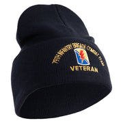 U.S. Army 79th Infantry Brigade Combat Team Logo Embroidered 12 Inch Solid Knit Cuff Long Beanie Made in USA - Navy OSFM