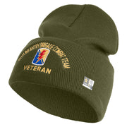 U.S. Army 79th Infantry Brigade Combat Team Logo Embroidered 12 Inch Solid Knit Cuff Long Beanie Made in USA - Olive OSFM