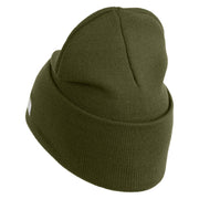 U.S. Army 79th Infantry Brigade Combat Team Logo Embroidered 12 Inch Solid Knit Cuff Long Beanie Made in USA - Olive OSFM