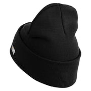 U.S. Army 13th Airborne Divison Logo Embroidered 12 Inch Solid Knit Cuff Long Beanie Made in USA - Black OSFM