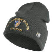 U.S. Army 13th Airborne Divison Logo Embroidered 12 Inch Solid Knit Cuff Long Beanie Made in USA - Graphite OSFM