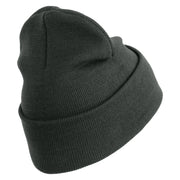 U.S. Army 13th Airborne Divison Logo Embroidered 12 Inch Solid Knit Cuff Long Beanie Made in USA - Graphite OSFM