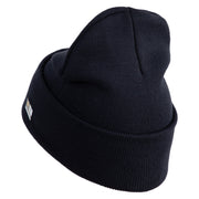 U.S. Army 13th Airborne Divison Logo Embroidered 12 Inch Solid Knit Cuff Long Beanie Made in USA - Navy OSFM