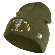 U.S. Army 13th Airborne Divison Logo Embroidered 12 Inch Solid Knit Cuff Long Beanie Made in USA - Olive OSFM