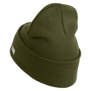 U.S. Army 13th Airborne Divison Logo Embroidered 12 Inch Solid Knit Cuff Long Beanie Made in USA - Olive OSFM