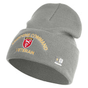 U.S. Army Airborne Command Logo Embroidered 12 Inch Solid Knit Cuff Long Beanie Made in USA - Dk-Ash OSFM
