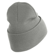 U.S. Army Airborne Command Logo Embroidered 12 Inch Solid Knit Cuff Long Beanie Made in USA - Dk-Ash OSFM