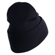U.S. Army Airborne Command Logo Embroidered 12 Inch Solid Knit Cuff Long Beanie Made in USA - Navy OSFM