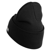 U.S. Army Airborne Command Logo Embroidered 12 Inch Solid Knit Cuff Long Beanie Made in USA - Black OSFM