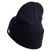 U.S. Army Air Force Logo Embroidered 12 Inch Solid Knit Cuff Long Beanie Made in USA - Navy OSFM