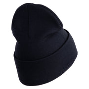U.S. Army Air Force Logo Embroidered 12 Inch Solid Knit Cuff Long Beanie Made in USA - Navy OSFM