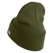 U.S. Army Air Force Logo Embroidered 12 Inch Solid Knit Cuff Long Beanie Made in USA - Olive OSFM