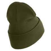 U.S. Army Air Force Logo Embroidered 12 Inch Solid Knit Cuff Long Beanie Made in USA - Olive OSFM