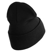U.S. Army Air Force Logo Embroidered 12 Inch Solid Knit Cuff Long Beanie Made in USA - Black OSFM