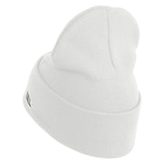 U.S. Army Air Force Logo Embroidered 12 Inch Solid Knit Cuff Long Beanie Made in USA - White OSFM