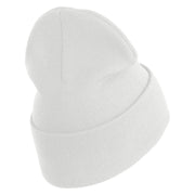 U.S. Army Air Force Logo Embroidered 12 Inch Solid Knit Cuff Long Beanie Made in USA - White OSFM
