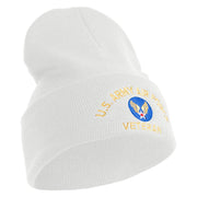 U.S. Army Air Force Logo Embroidered 12 Inch Solid Knit Cuff Long Beanie Made in USA - White OSFM