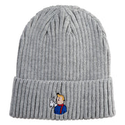1929 Tintin and Snowy Embroidered Cuff Long Beanie - Heather Grey OSFM