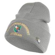 U.S. Army 75 Ranger Regiment Logo Embroidered 12 Inch Solid Knit Cuff Long Beanie Made in USA