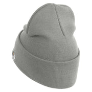 U.S. Army 75 Ranger Regiment Logo Embroidered 12 Inch Solid Knit Cuff Long Beanie Made in USA